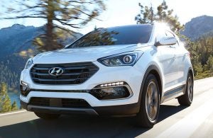 Hyundai Santa Fe driving on a highway