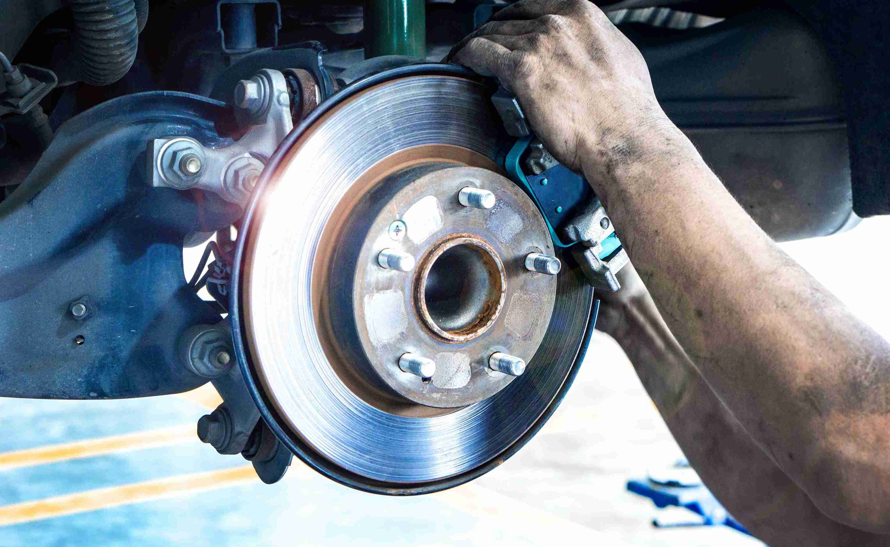 up close image of a vehicle's brake