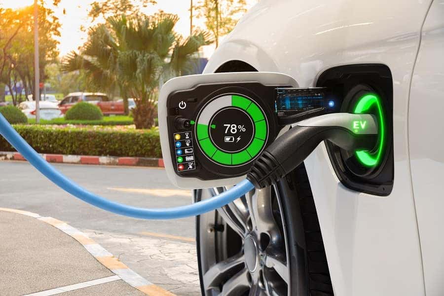 electric car's 78% charge, with the car connected to a charger.