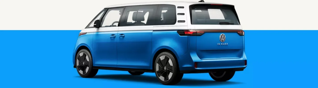 Picture of a blue volkswagen ID buzz