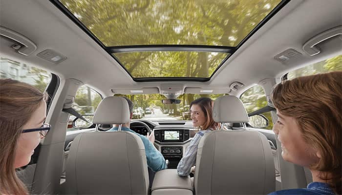 family driving in volkswagen