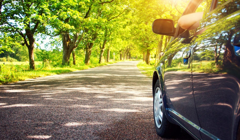 Car in springtime