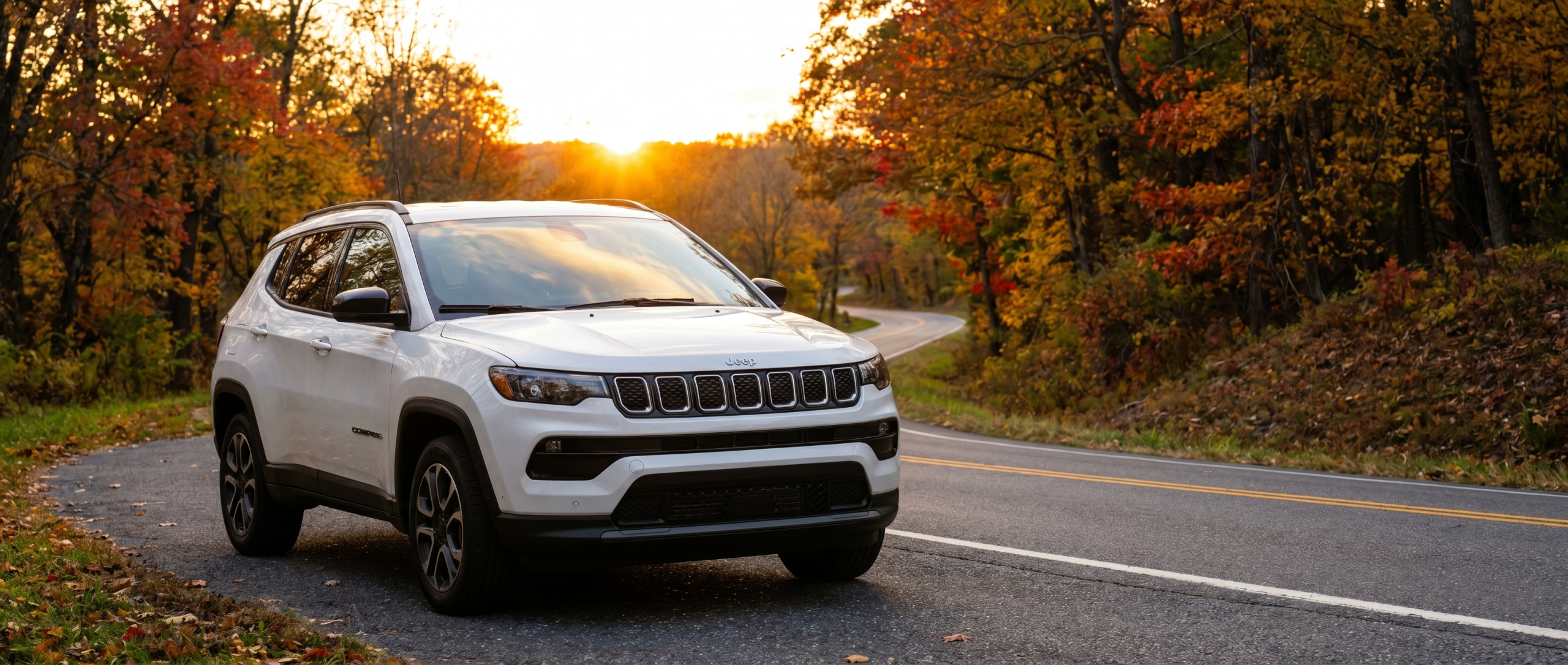 Used Jeep Compass with 4x4 capability driving through Hampstead Maryland.