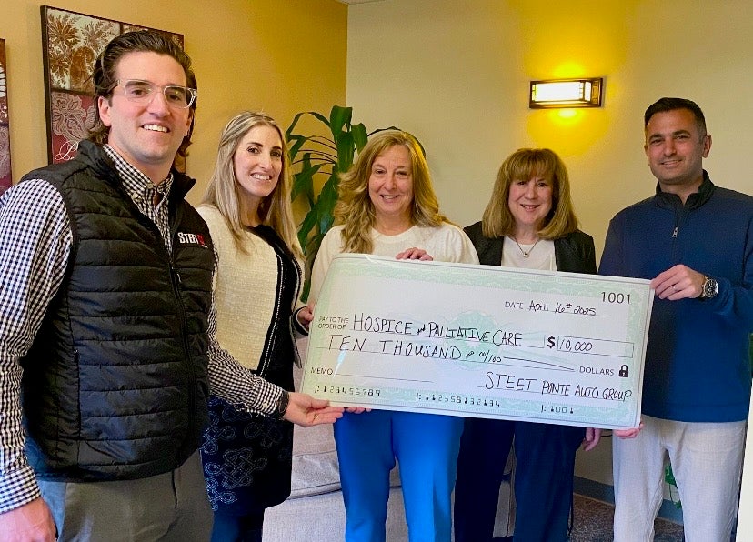 L to R: Joe Steet Jr., Carly Steet Mathias, Mary Bogdan, CEO of Hospice; Joanne Moskal, CIO of Hospice; Steve Ponte Jr.