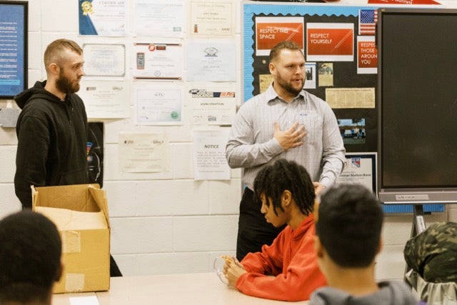 Tony Magee, Service Manager, and Austin Catlin, Technician visit BOCES