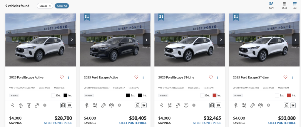 Steet Ponte Ford 2025 Ford Escape Inventory 