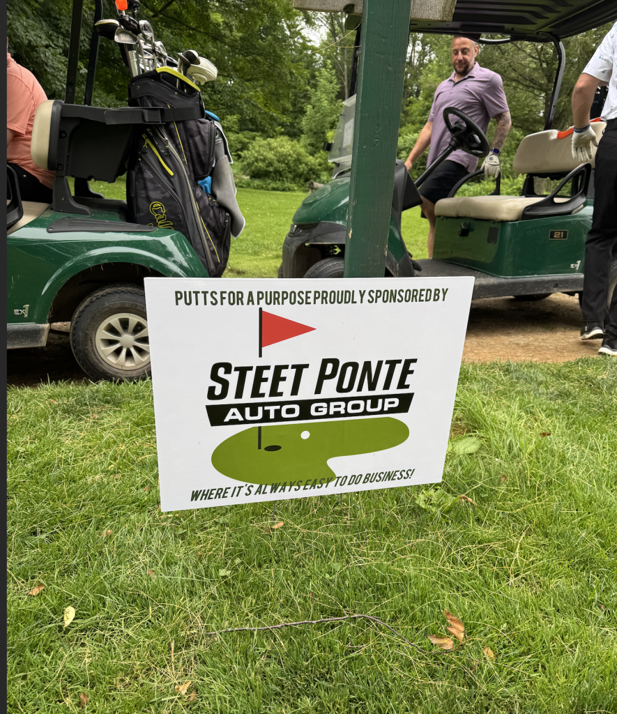 Steet Ponte Auto Group Tee Sign for Putts for a Purpose Charity Golf tournament