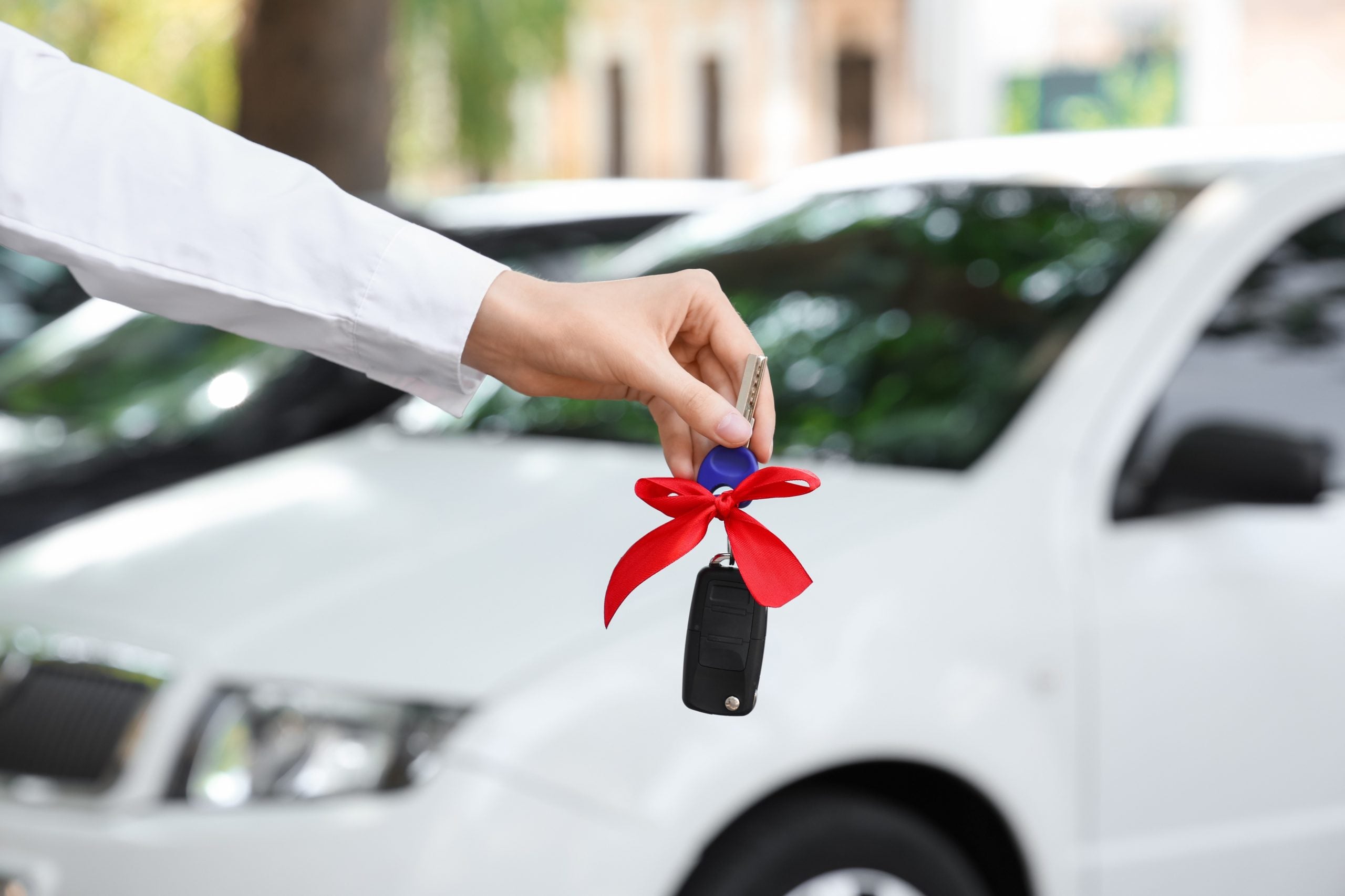 car keys wrapped in a bow