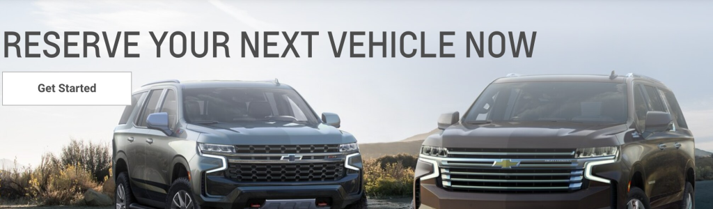 Image of 3 vehicles with text: Reserve Your Next Vehicle Now- Get Started