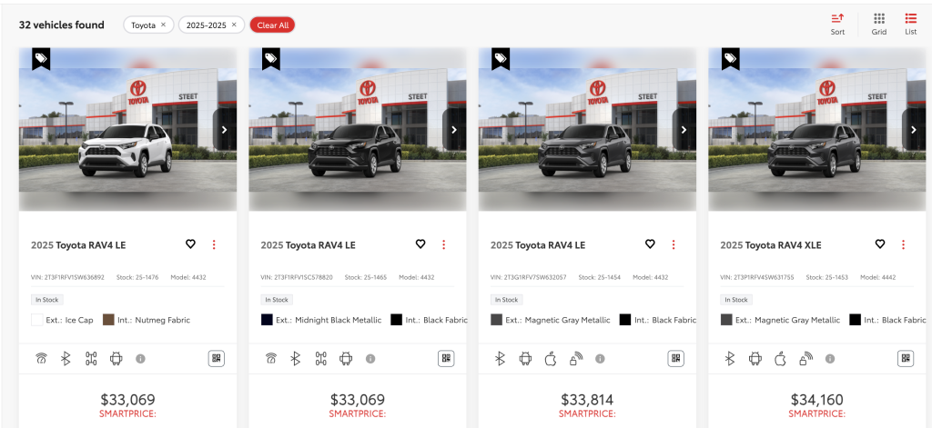 Steet Toyota 2025 Inventory 