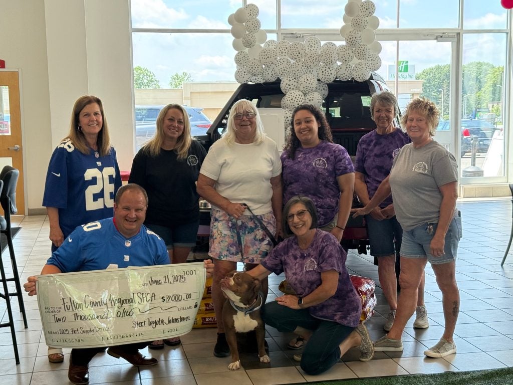 Staff of Steet Toyota of Johnstown and SPCA Volunteers at Pet Adoption Day at Steet Toyota