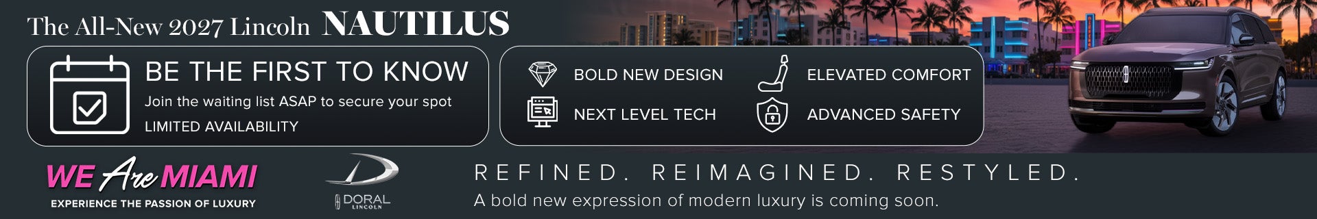 The all-new 2027 Lincoln Nautilus - join the waiting list at Doral Lincoln