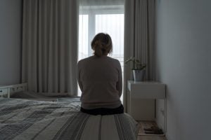 Sad patient in a nursing home