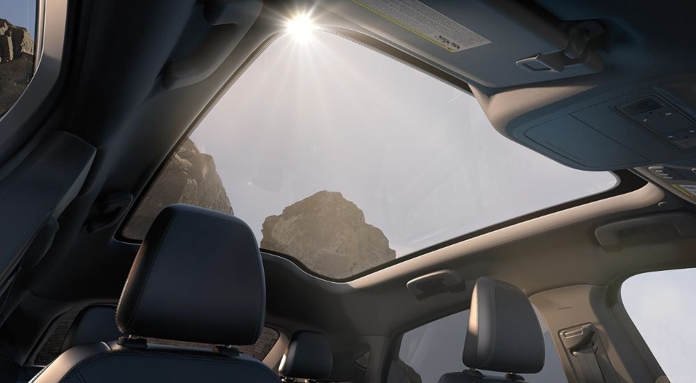 The panoramic fixed-glass roof in a 2025 Ford Mustang Mach-E.