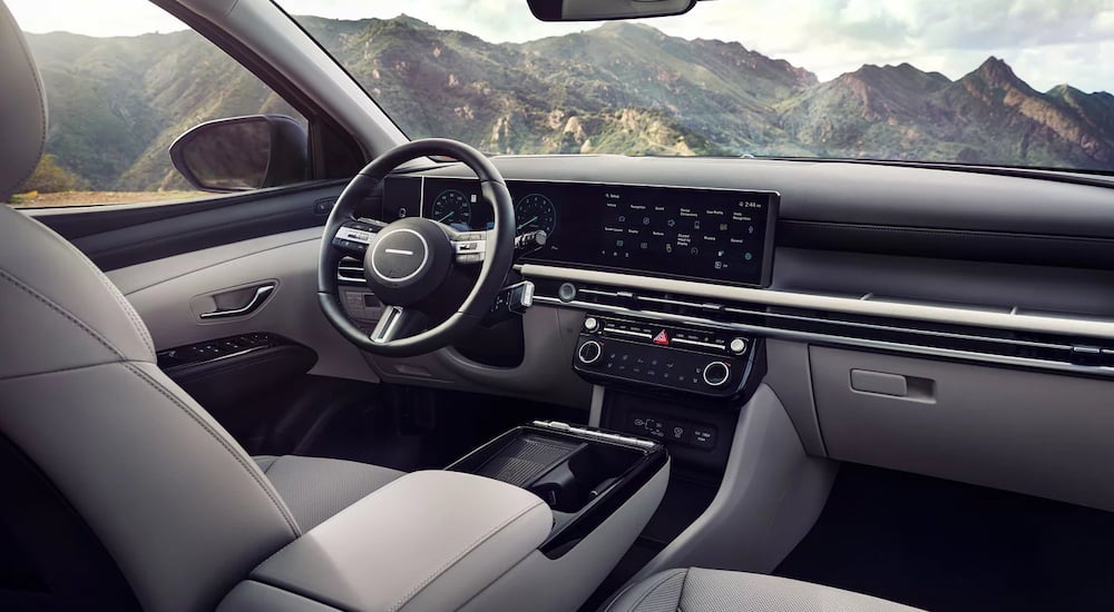 Black and white interior of a 2026 Hyundai Tucson.