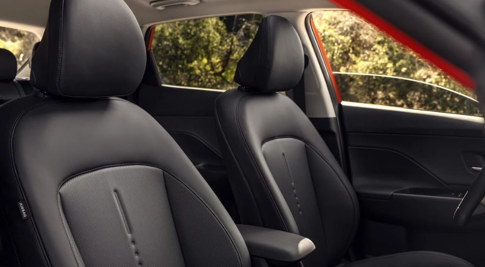 Black front seats on a 2026 Hyundai Kona.