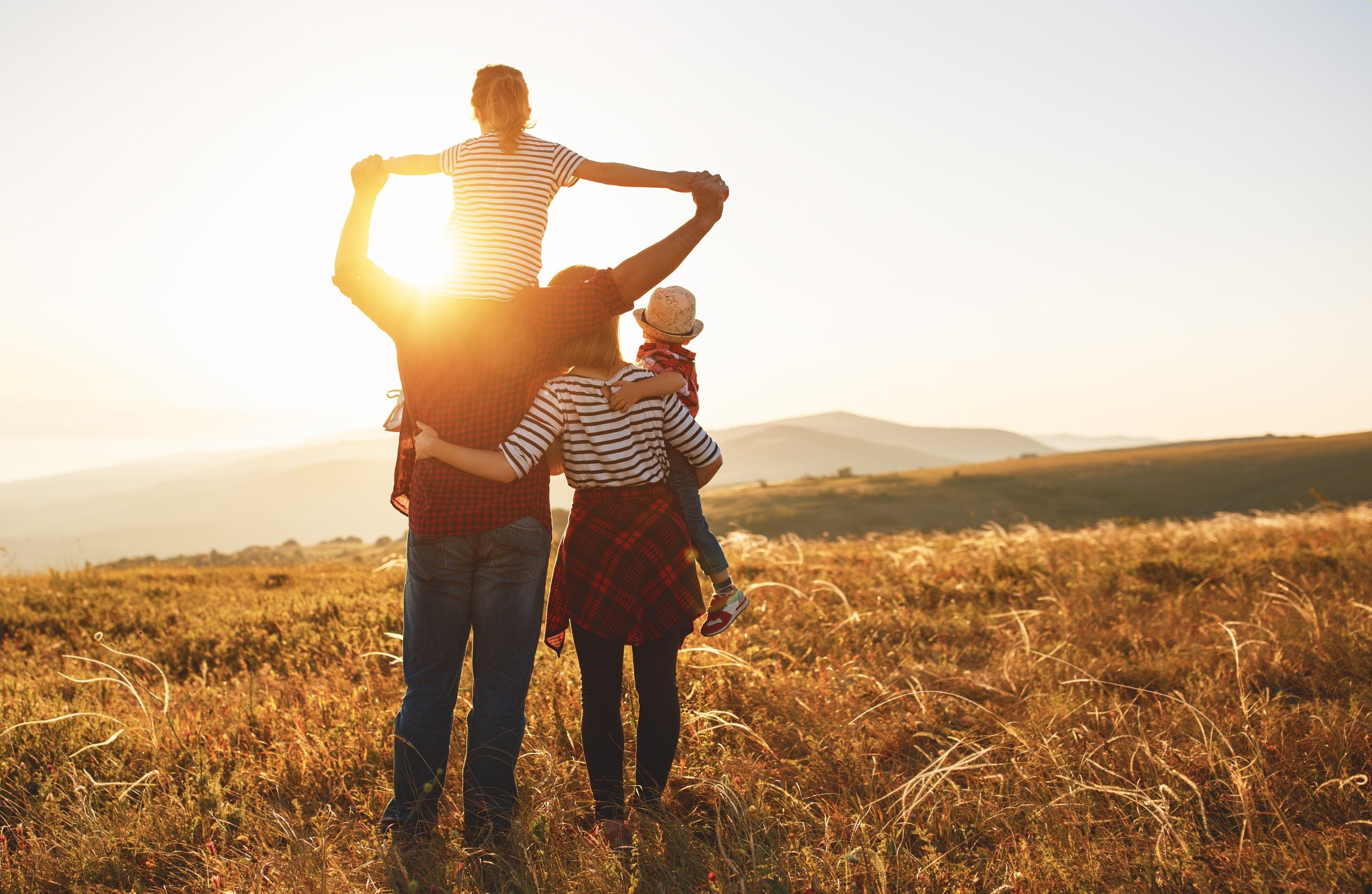 Happy,Family:,Mother,,Father,,Children,Son,And,Daughter,On,Nature