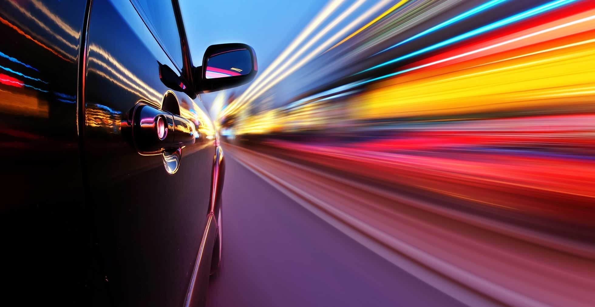 A car driving at night