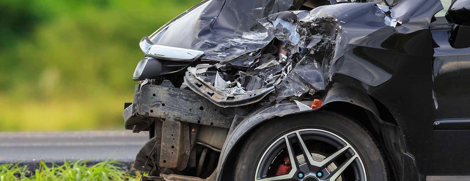 The front of a car after an accident