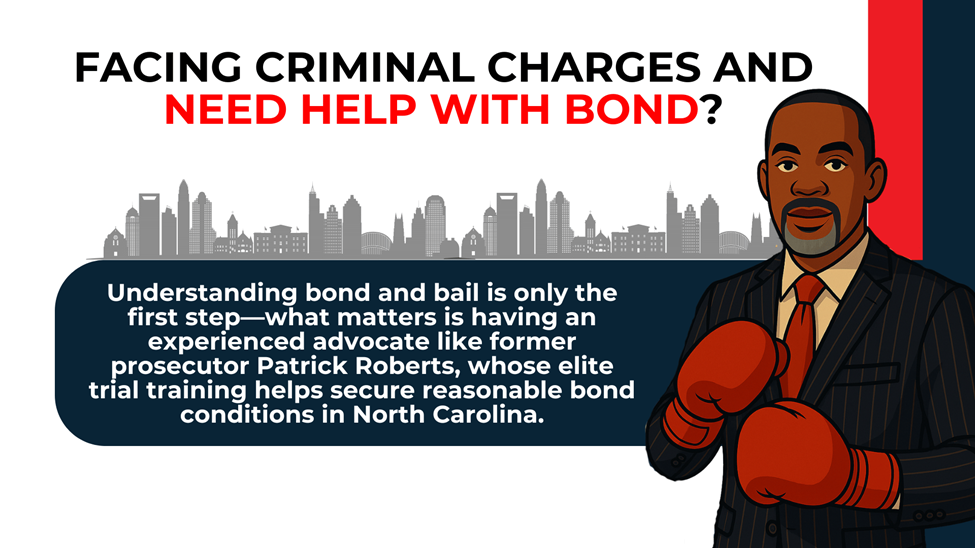 Boxer-glove attorney illustration beside message urging help with bond and noting experienced advocate for reasonable conditions.
