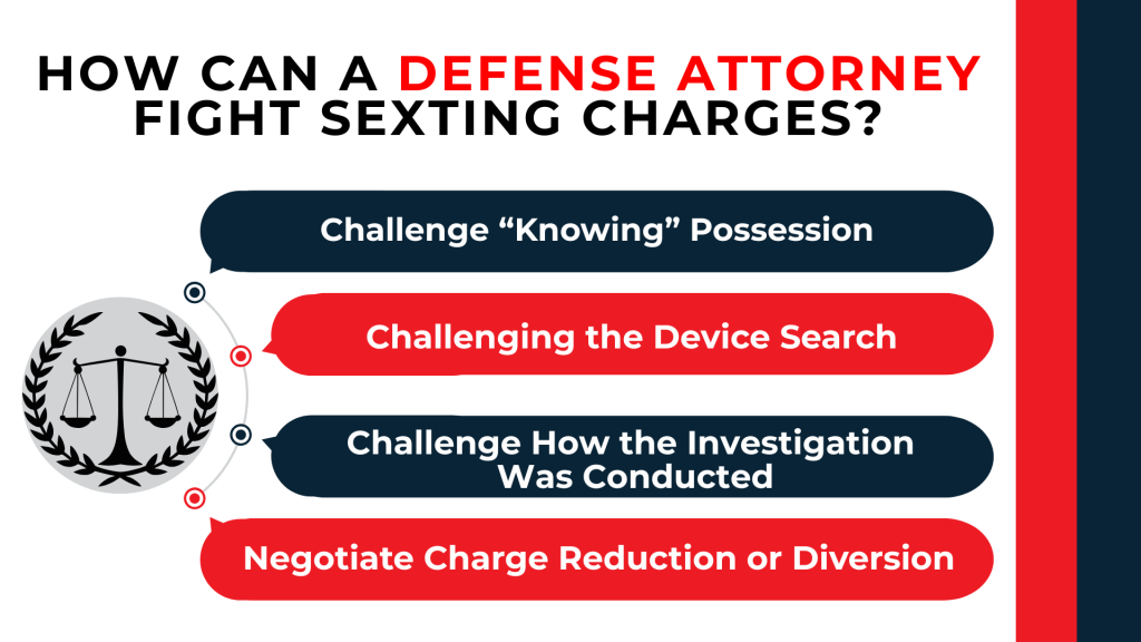 Legal icons with list show defenses including challenging possession searches investigation and negotiating reductions