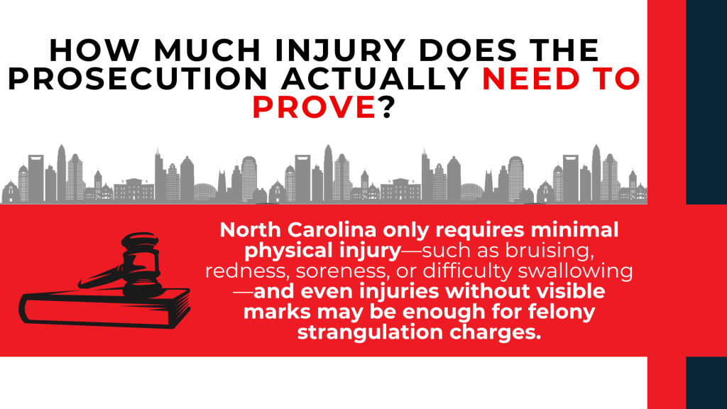 Gavel and courthouse skyline explain that minimal or non-visible injuries may support felony charges.