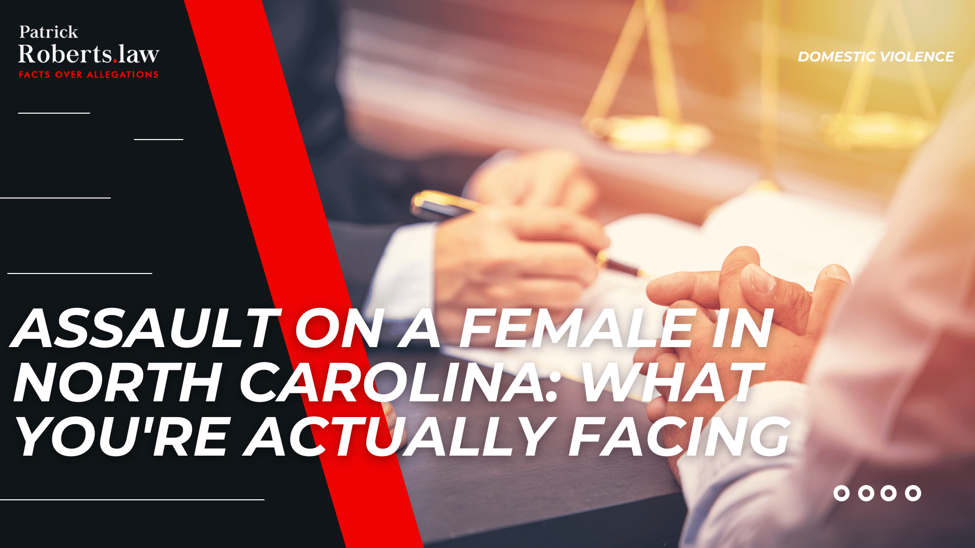 Attorney consultation introduces assault on a female charges in North Carolina with law firm branding.