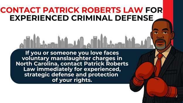 Attorney illustration beside text urging contact for manslaughter defense in North Carolina.