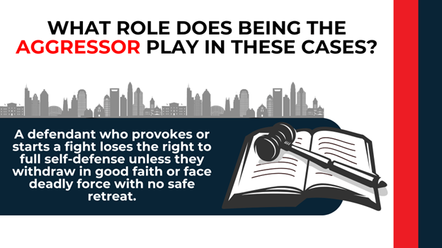 Gavel on book beside text explaining how provocation limits self-defense rights.