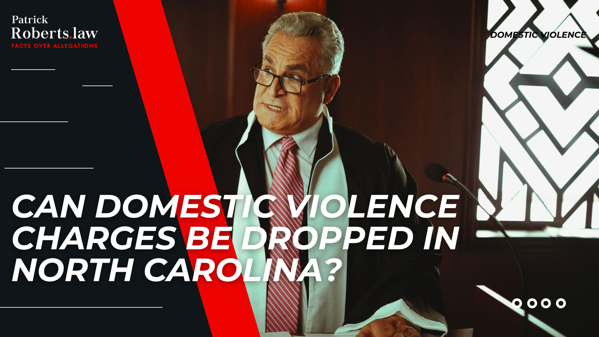 Judge at the bench introduces when domestic violence charges may be dismissed in North Carolina.