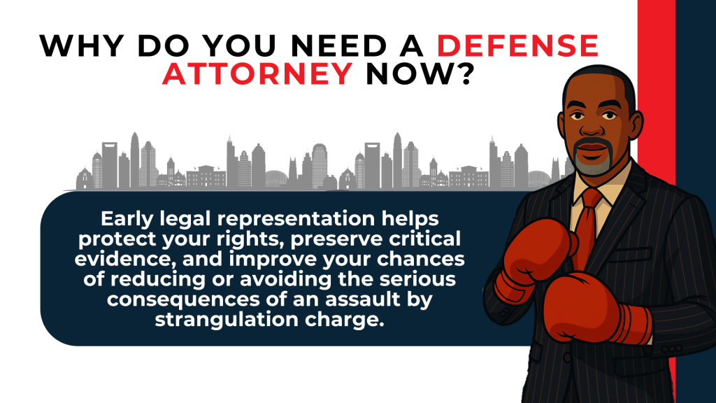 Attorney with boxing gloves emphasizes early legal representation to protect rights and preserve evidence.