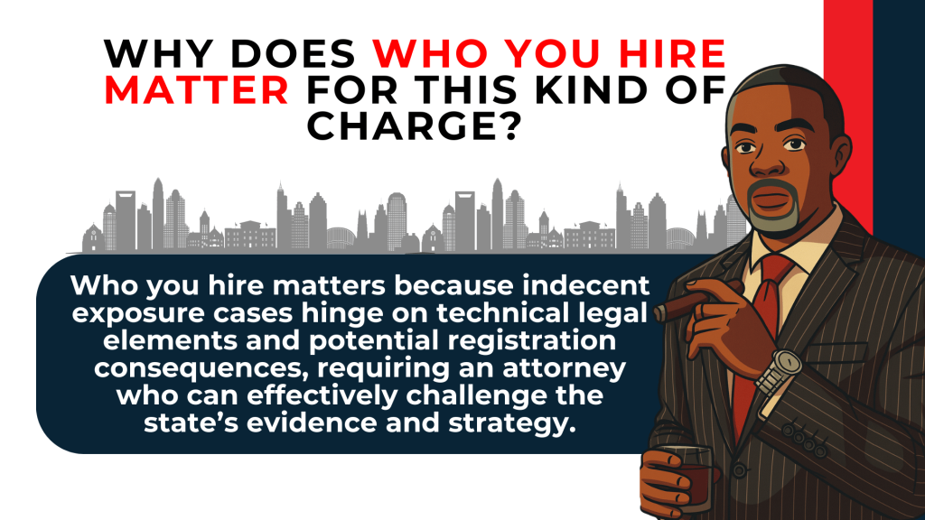 Attorney illustration beside text stressing importance of skilled counsel to challenge evidence and legal strategy
