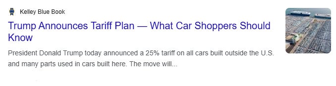 Trump Tariffs - Kelly Blue Book