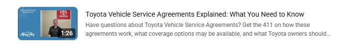Toyota Vehicle Service Agreements Explained