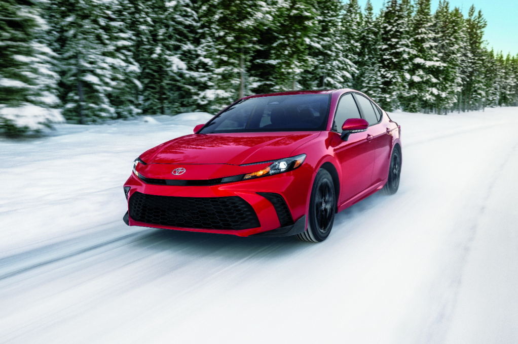 2026 Toyota Camry SE driving in snow