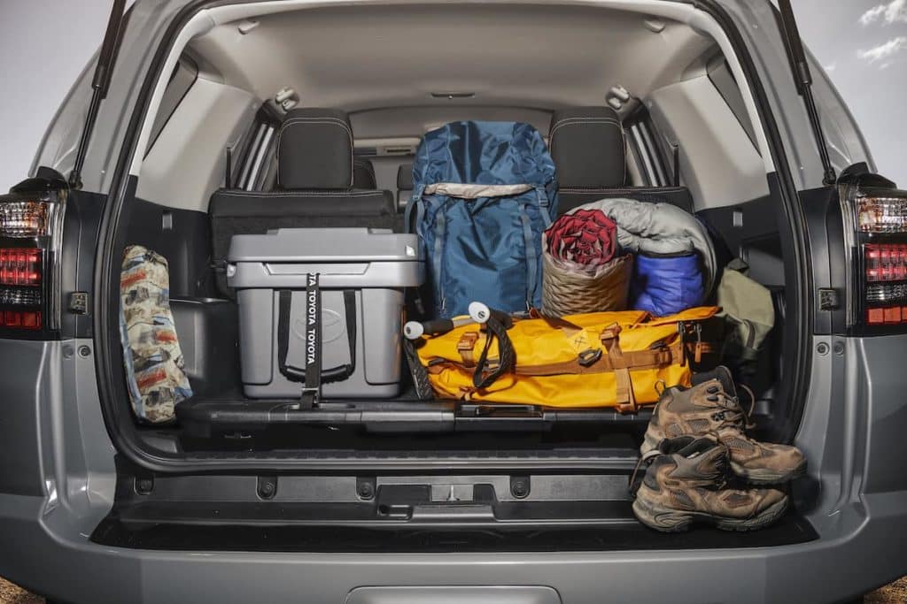 Packed trunk of a Toyota RAV4