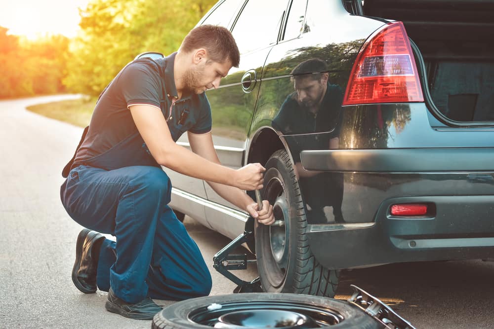 Flat tire replacement at Toyota of Clermont.