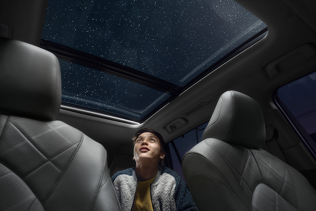Toyota panoramic roof under the stars