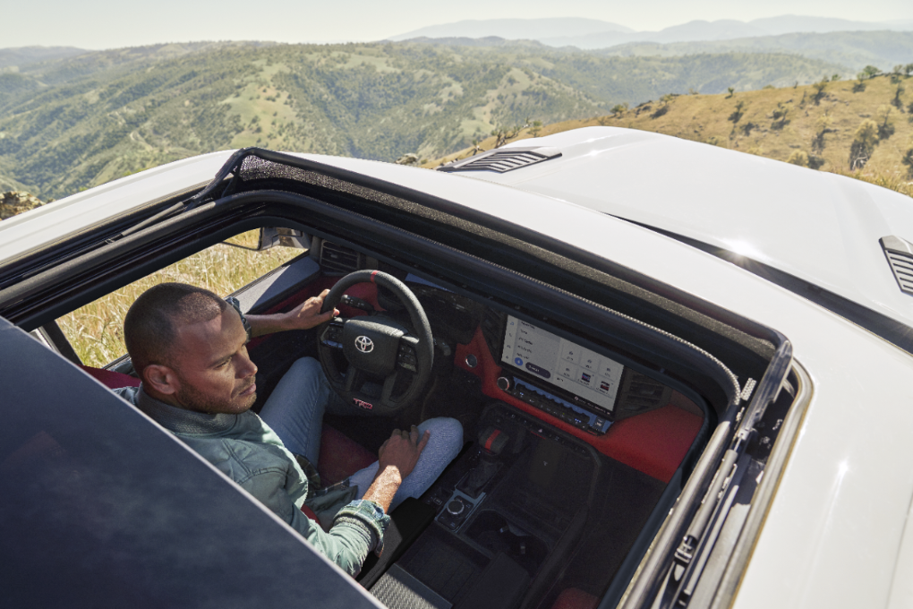 Toyota moonroof with mountains in background