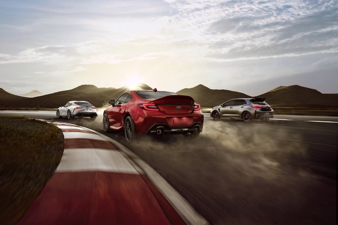 GR Supra's driving on a race track