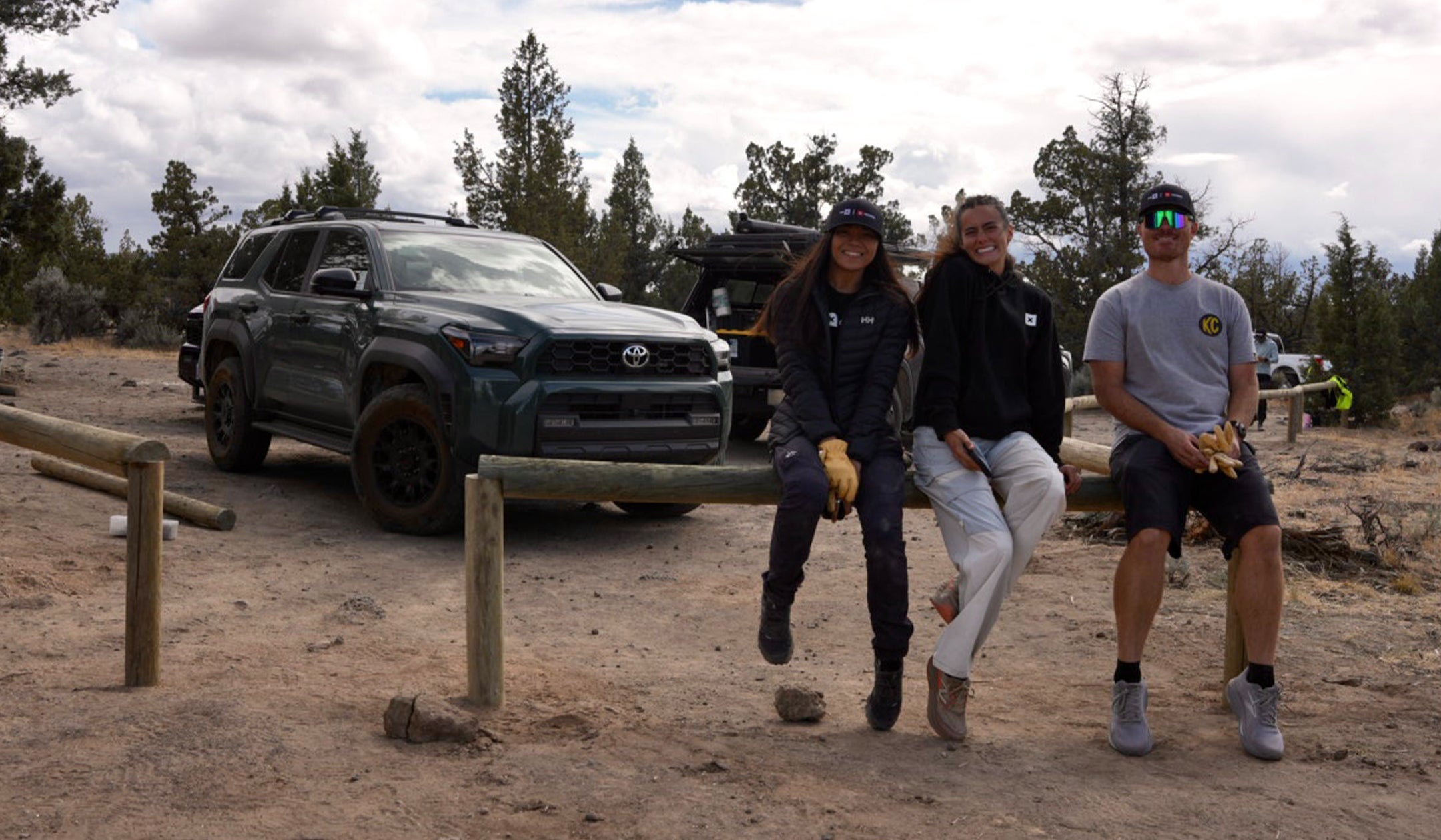 Group of people on a trail with their Toyota 4Runner