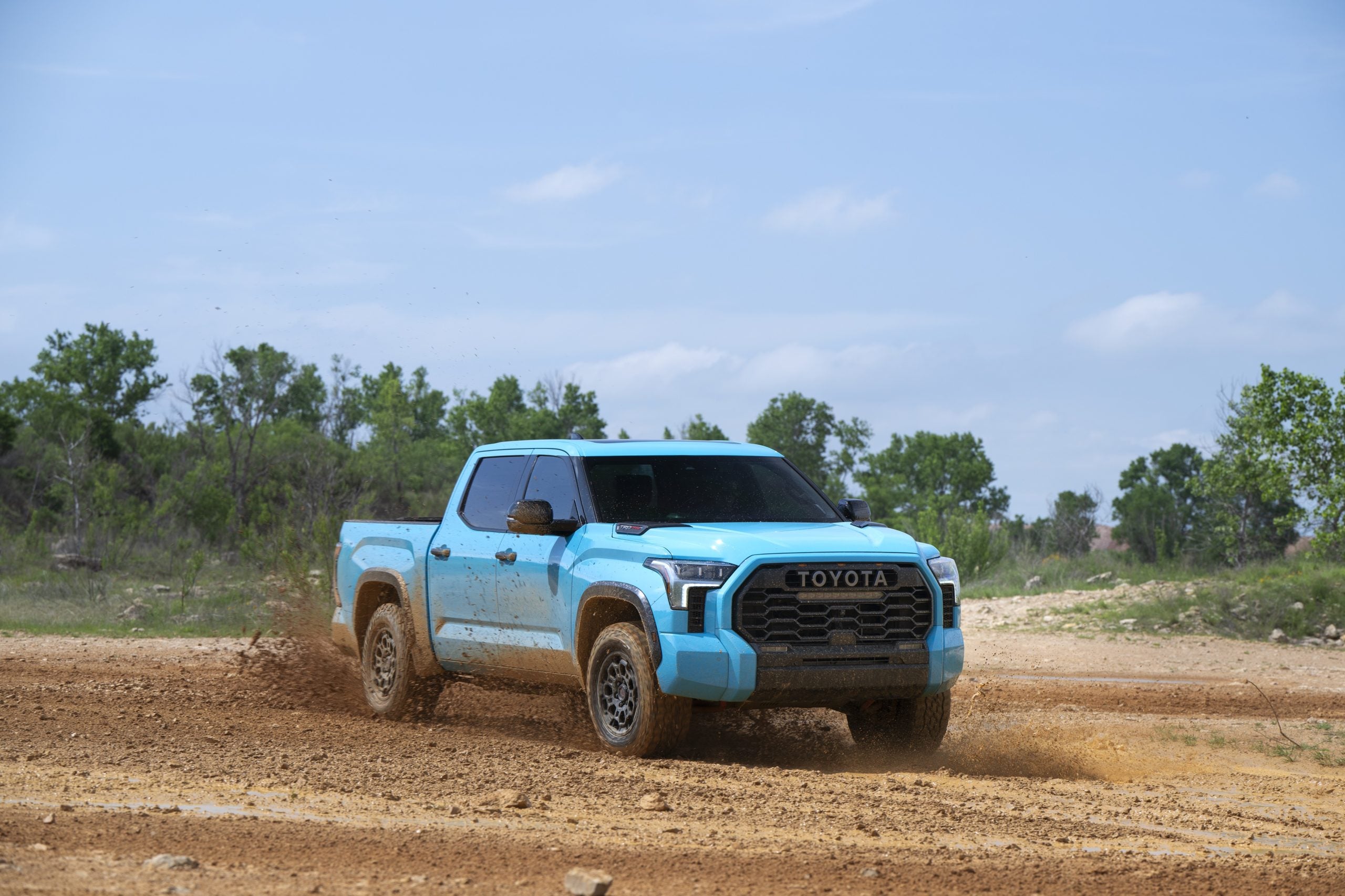 2026 Toyota Tundra in blue on a dirt road