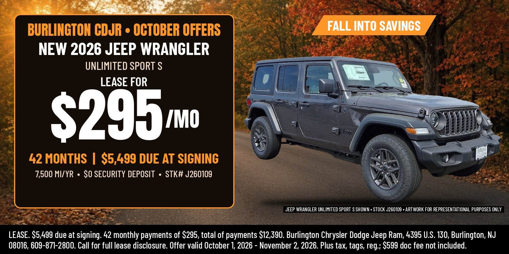 2026 Jeep Wrangler Unlimited Sport S - $295/mo