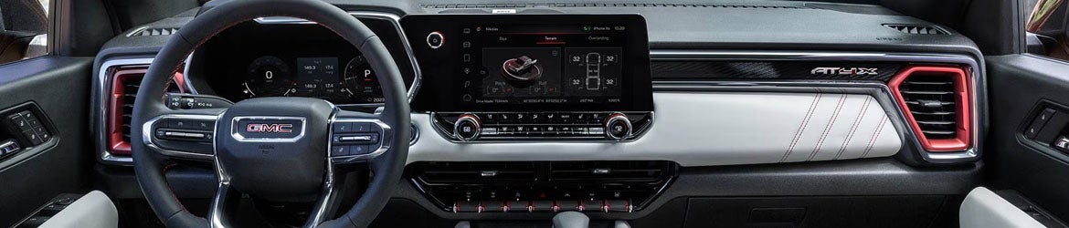 GMC truck interior dashboard and steering wheel