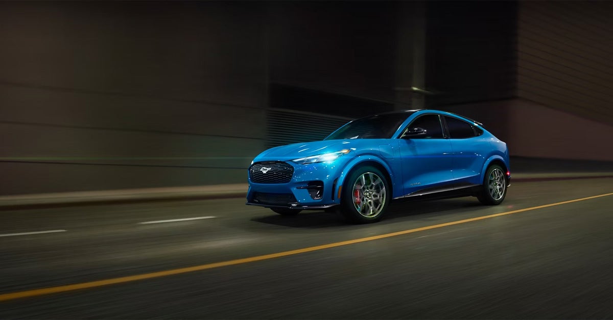 2026 Ford Mustang Mach E driving through a tunnel