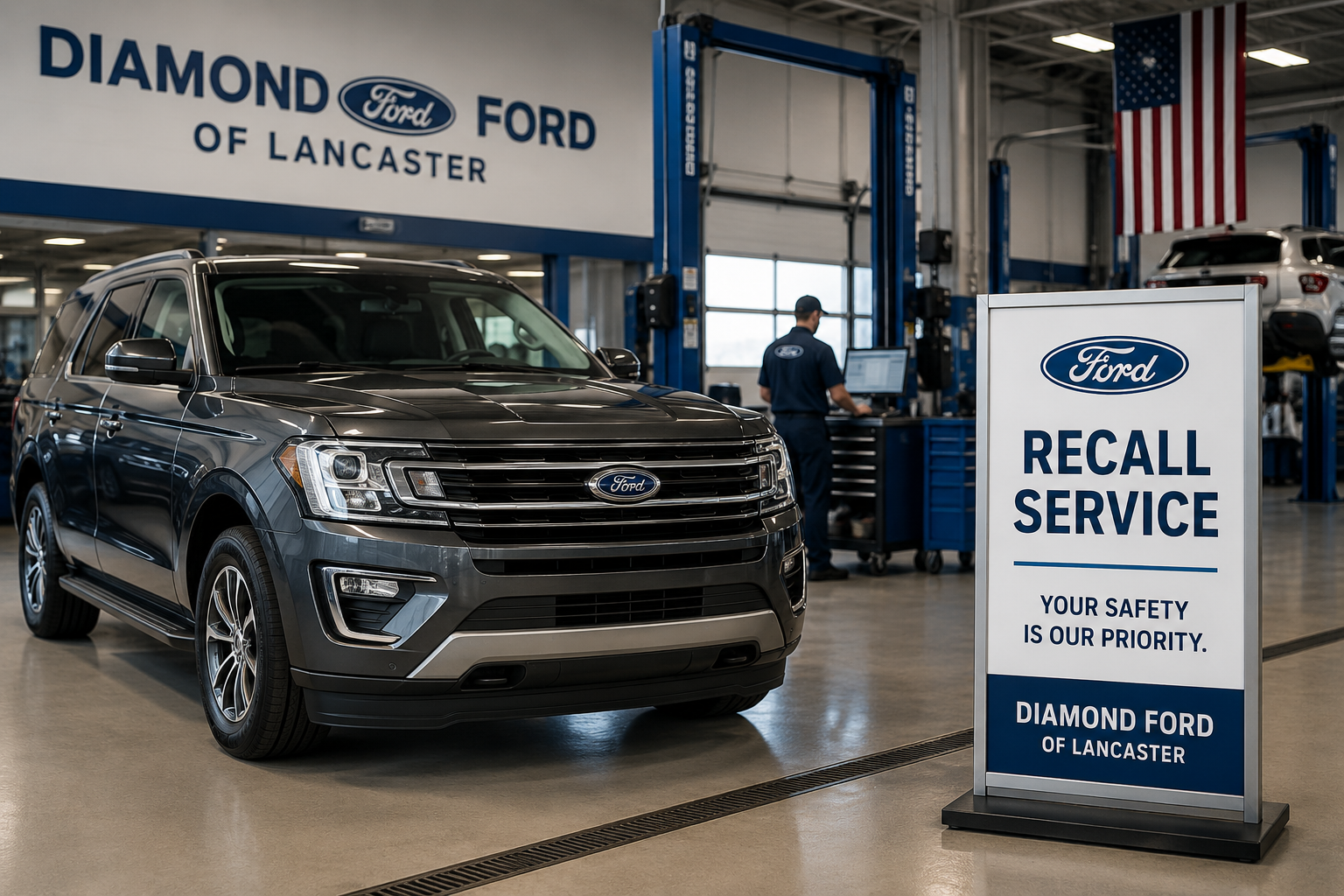 Completed Ford recall service at Diamond Ford in Lancaster