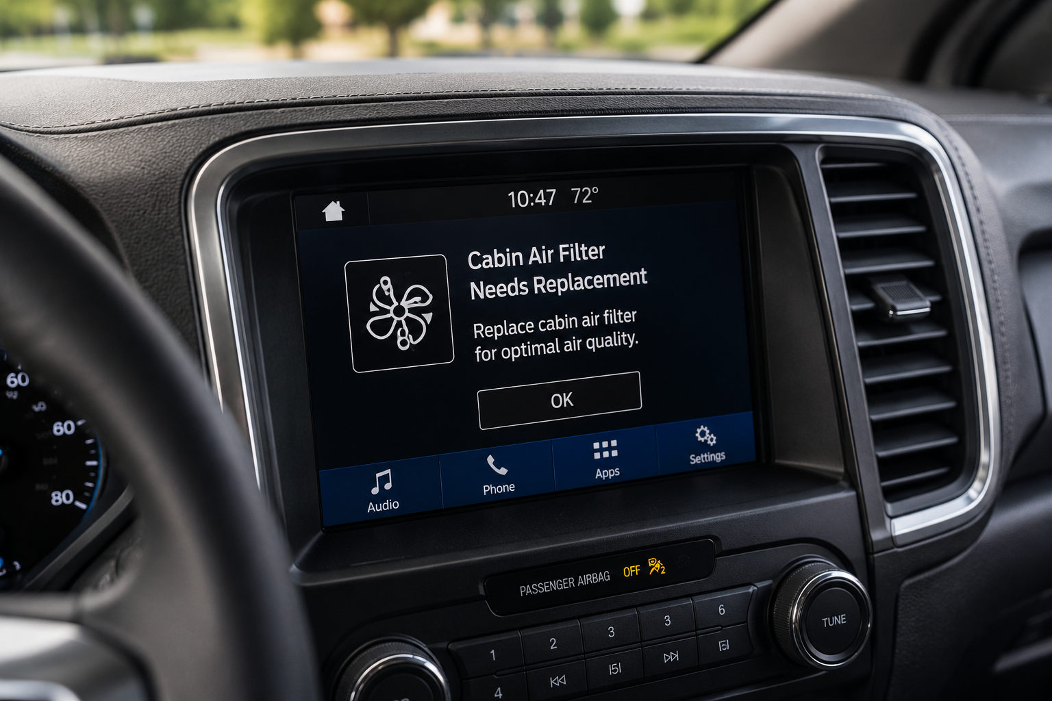 Ford cabin air filter warning and HVAC service