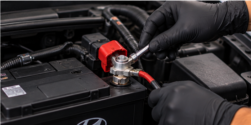 Hyundai battery terminal inspection