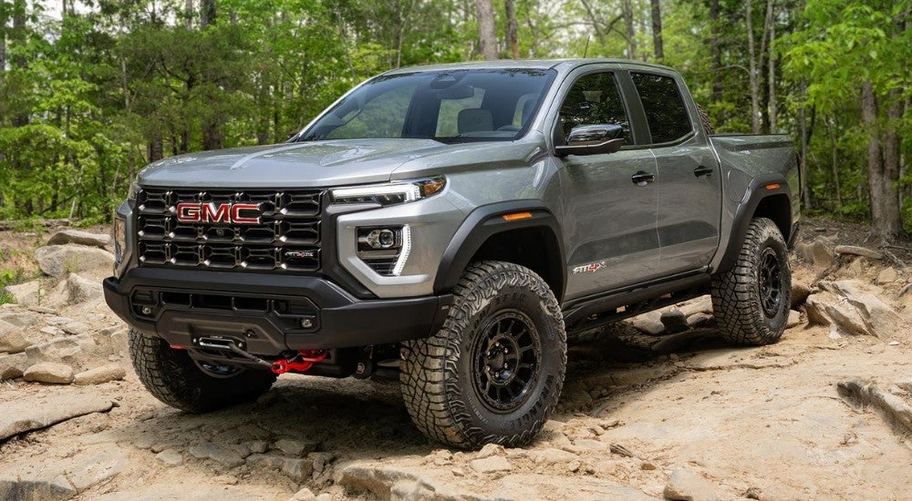 A grey 2026 GMC Canyon for sale near Mendota from the front.