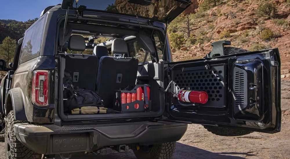 The rear cargo area in a 2024 Ford Bronco is shown.